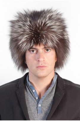 Silver fox fur hat for men
